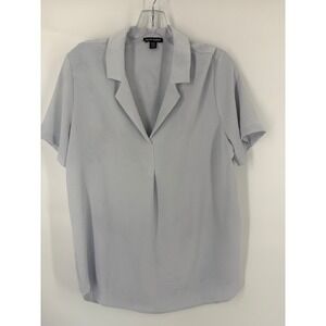 Hilary Radley Women's M M Gray Short Sleeve Collar Top Polyester